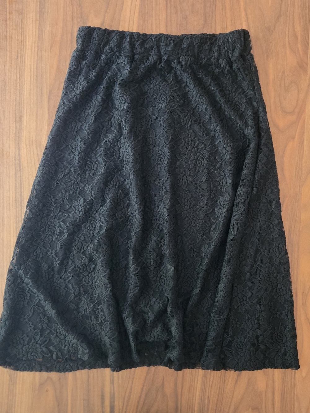Black Floral Lace Midi Skirt Fairy Grunge Goth Aesthetic L
